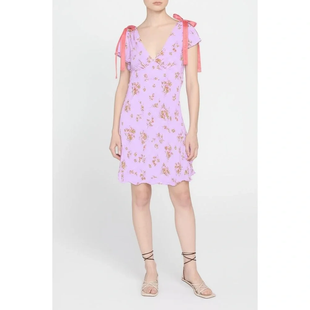 Wild Fable Dress Size L Pink Floral Mini Flutter Sleeve cottagecore Trendy (NWT) - Picture 3 of 8